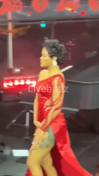 Teyanataylor Red Gown High Slit OnlyFans Video Leaked