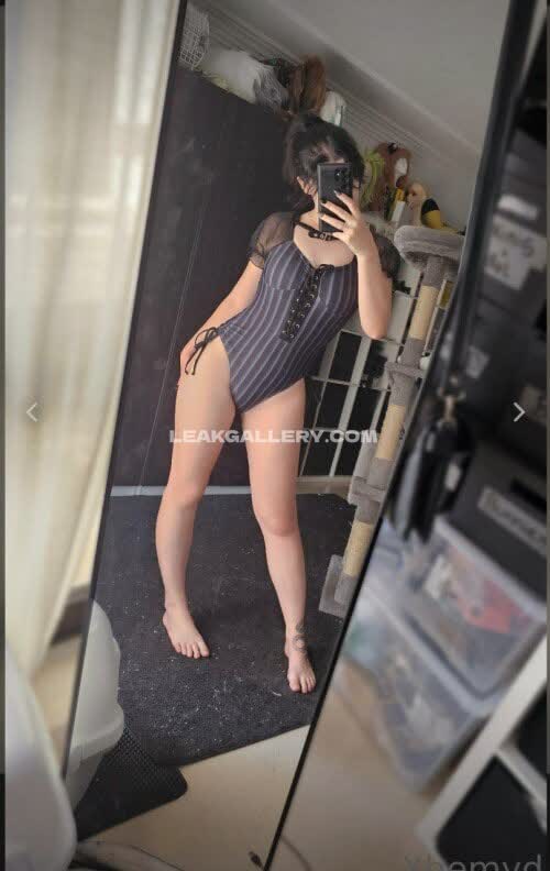 Xhemyd Striped Bodysuit Pose OnlyFans Photo Leaked