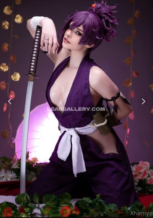 Xhemyd Purple Kimono Cleavage OnlyFans Photo Leaked