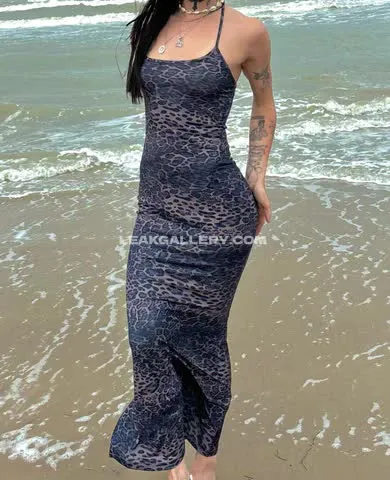 Xxxpinkprincessa Leopard Dress Beach Pose OnlyFans Photo Leaked