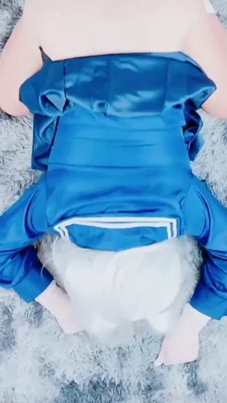Yxielotte Blue Satin Dress Tease OnlyFans Video Leaked